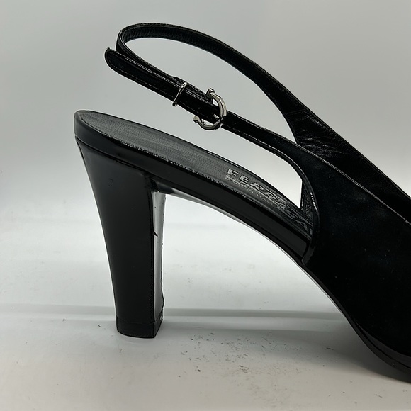 Salvatore Ferragamo Sexy Black Suede Peep Toe Heel Sandals Shoes **Size 9** 🔥🔥 - Picture 6 of 7